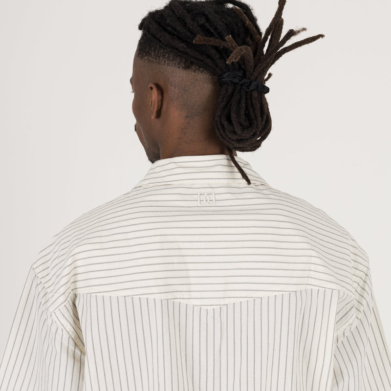 Cropped Shirt - Bone Pinstripe - Destructive