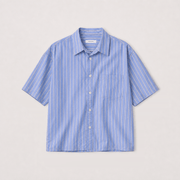 Cropped Shirt - Sky Pinstripe
