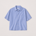 Cropped Shirt - Sky Pinstripe