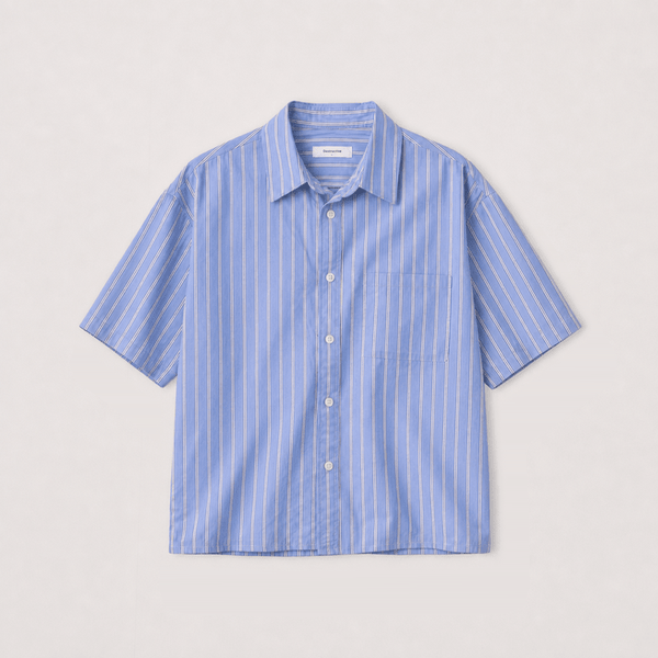 Cropped Shirt - Sky Pinstripe - Destructive
