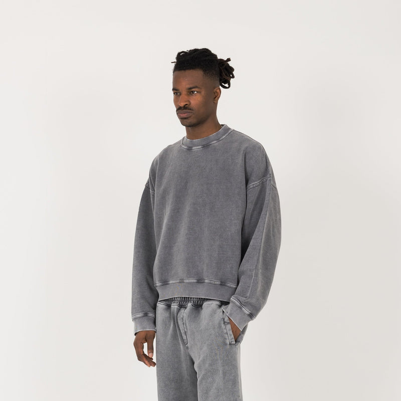 Cropped Sweatshirt - Vintage Grey - Destructive