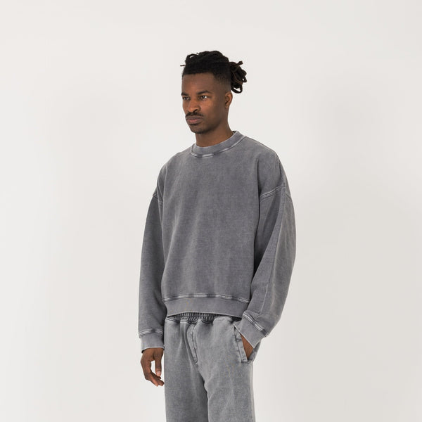 Cropped Sweatshirt - Vintage Grey - Destructive