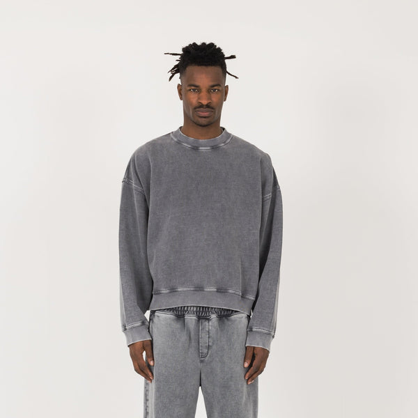 Cropped Sweatshirt - Vintage Grey - Destructive