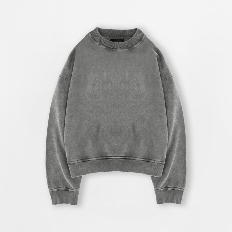 Cropped Sweatshirt - Vintage Grey - Destructive