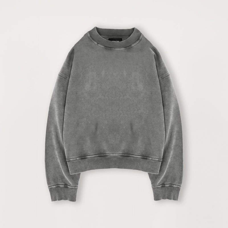 Cropped Sweatshirt - Vintage Grey - Destructive