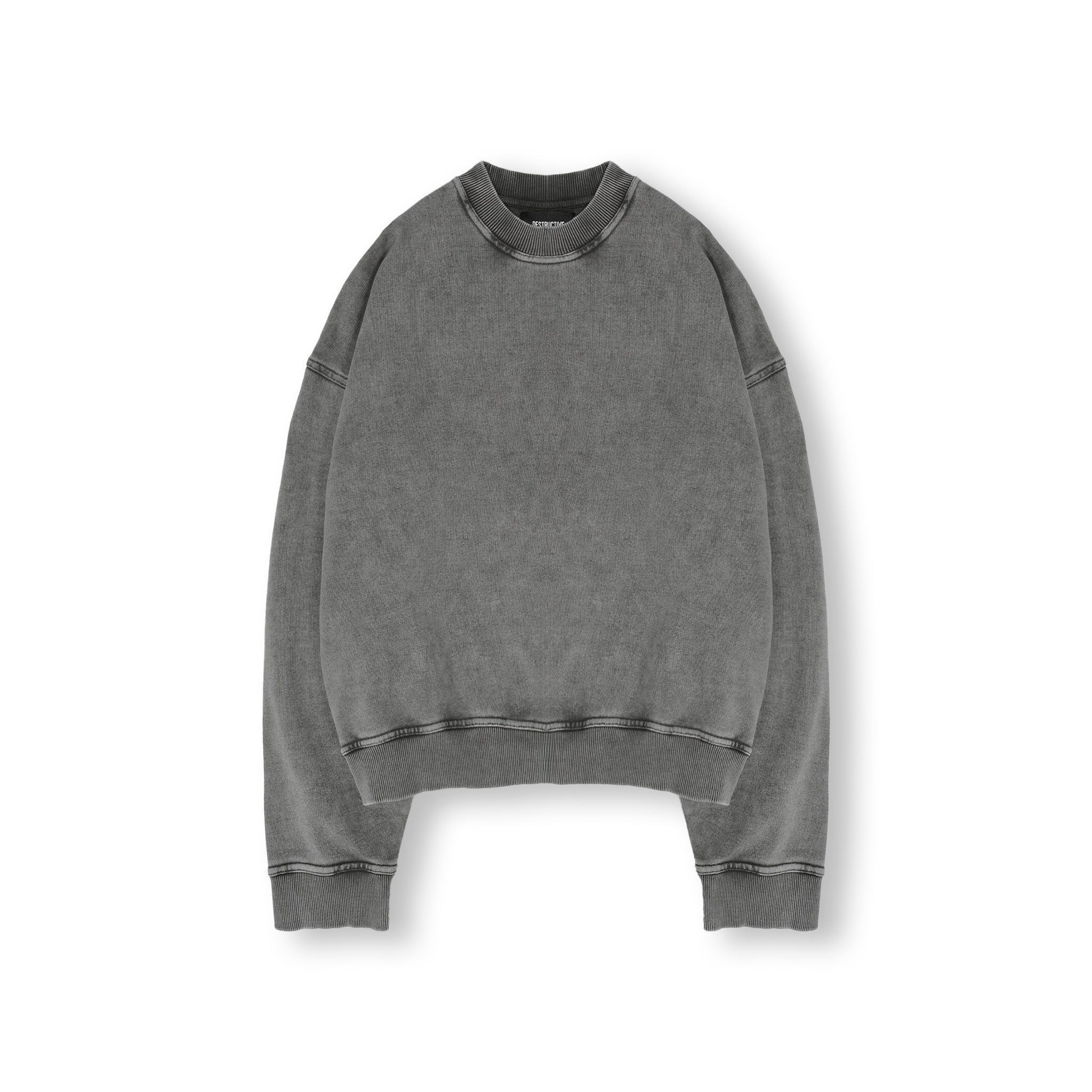 Cropped Sweatshirt Vintage Grey Destructive