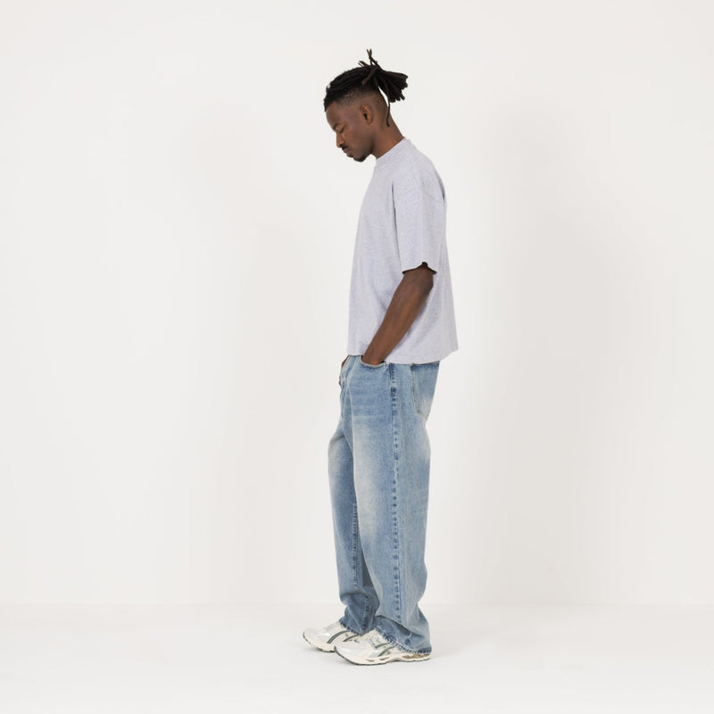 Cropped T-Shirt - Light Marl Grey - Destructive