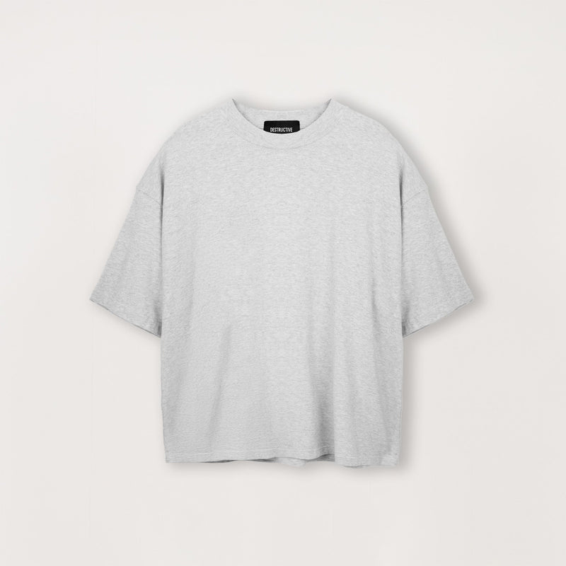 Cropped T-Shirt - Light Marl Grey - Destructive