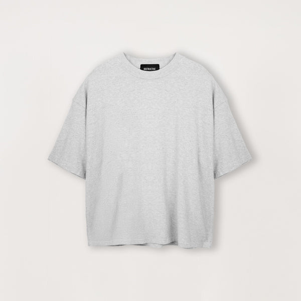 Cropped T-Shirt - Light Marl Grey - Destructive