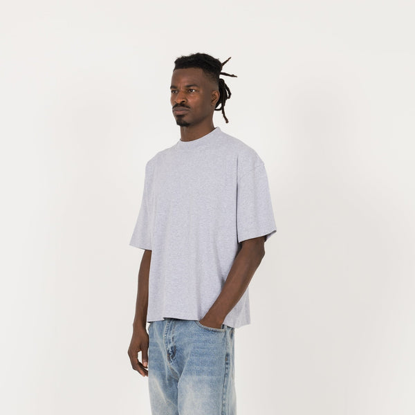 Cropped T-Shirt - Light Marl Grey - Destructive