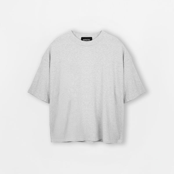 Cropped T-Shirt - Light Marl Grey - Destructive