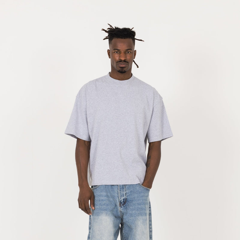 Cropped T-Shirt - Light Marl Grey - Destructive