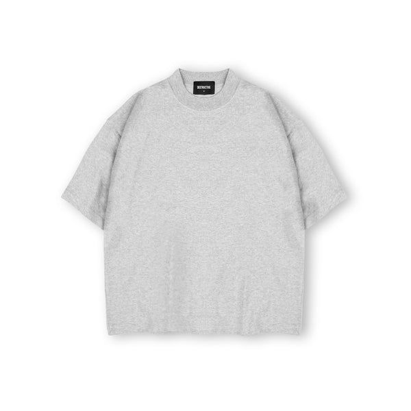 Cropped T-Shirt - Light Marl Grey - Destructive