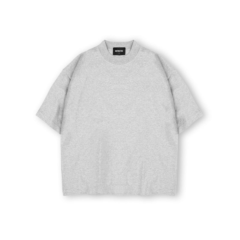 Cropped T-Shirt - Light Marl Grey - Destructive