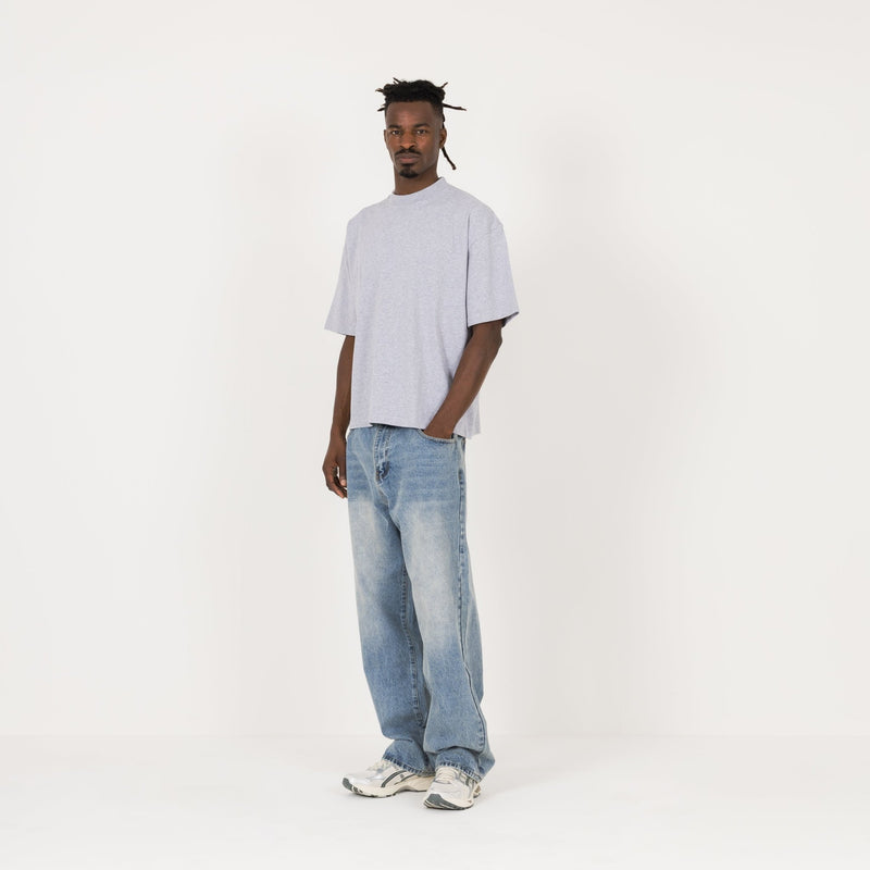 Cropped T-Shirt - Light Marl Grey - Destructive