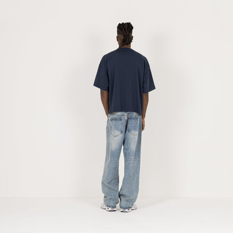 Cropped T-Shirt - Navy - Destructive