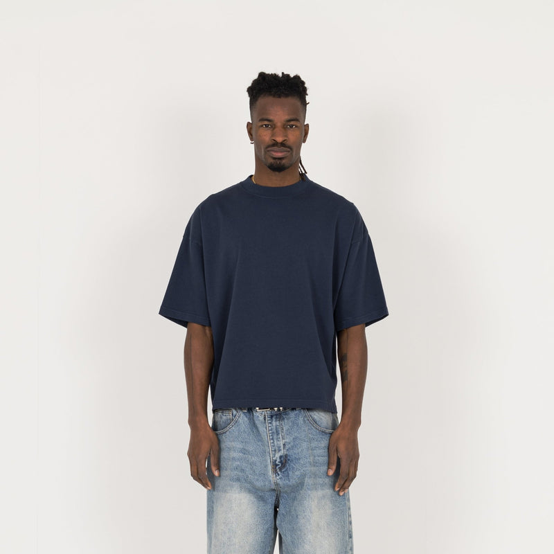 Cropped T-Shirt - Navy - Destructive