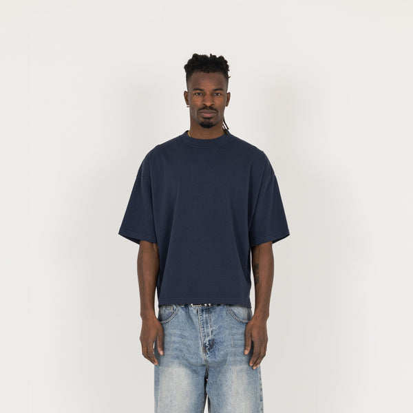 Cropped T-Shirt - Navy - Destructive