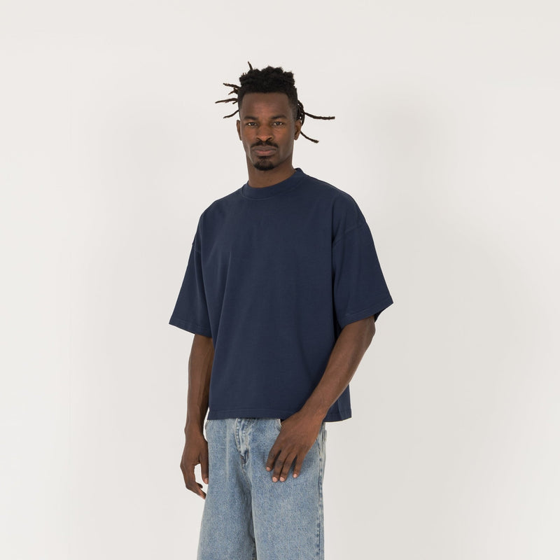 Cropped T-Shirt - Navy - Destructive