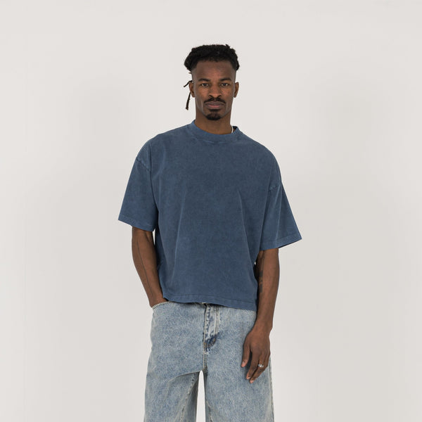 Cropped T-Shirt - Vintage Azure - Destructive