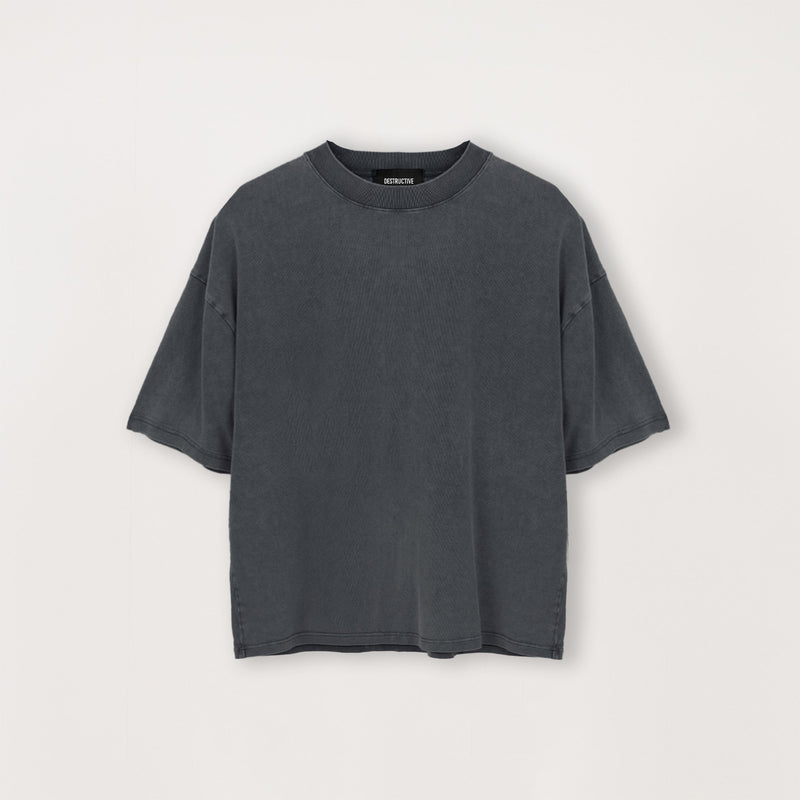 Cropped T-Shirt - Vintage Black - Destructive