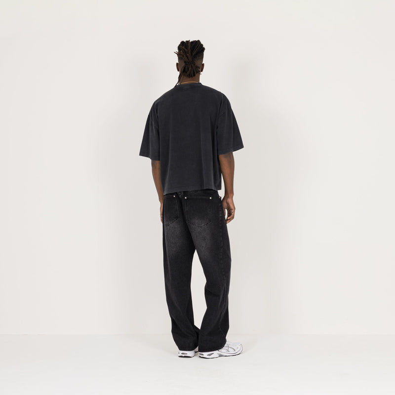 Cropped T-Shirt - Vintage Black - Destructive