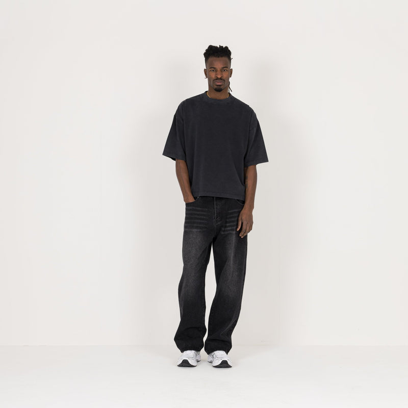 Cropped T-Shirt - Vintage Black - Destructive