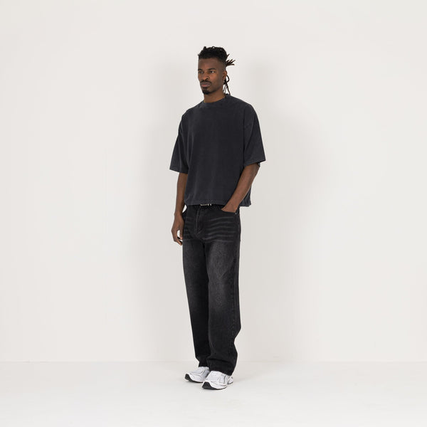 Cropped T-Shirt - Vintage Black - Destructive