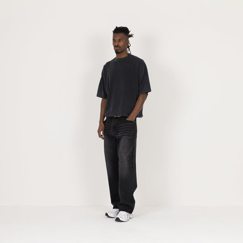Cropped T-Shirt - Vintage Black - Destructive