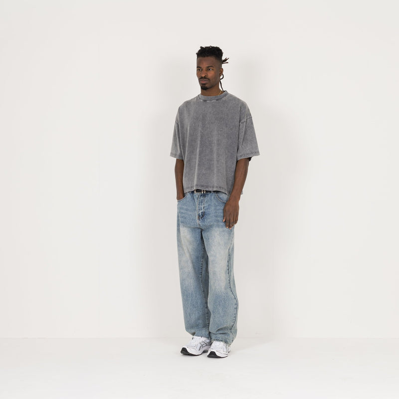 Cropped T-Shirt - Vintage Grey - Destructive