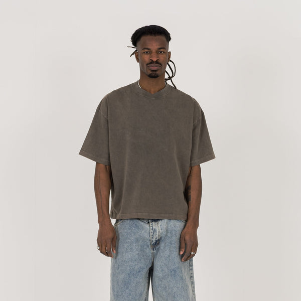 Cropped T-Shirt - Vintage Mocha - Destructive