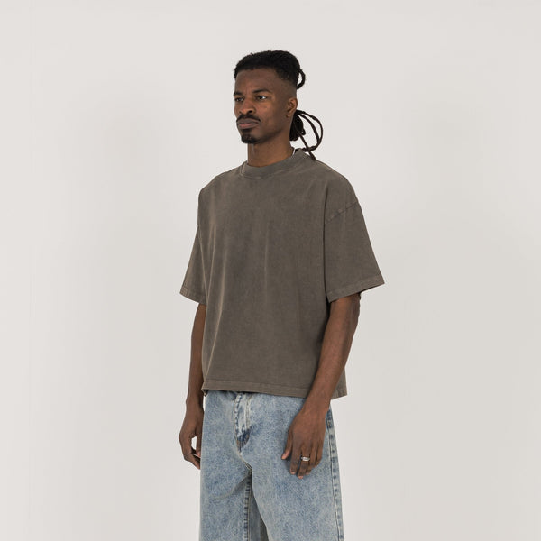 Cropped T-Shirt - Vintage Mocha - Destructive