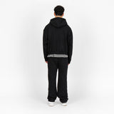 Cropped Zip Hoodie - Black - Destructive