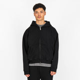 Cropped Zip Hoodie - Black - Destructive