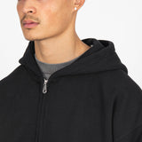 Cropped Zip Hoodie - Black - Destructive