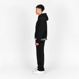 Cropped Zip Hoodie - Black - Destructive