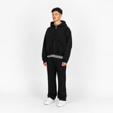 Cropped Zip Hoodie - Black - Destructive