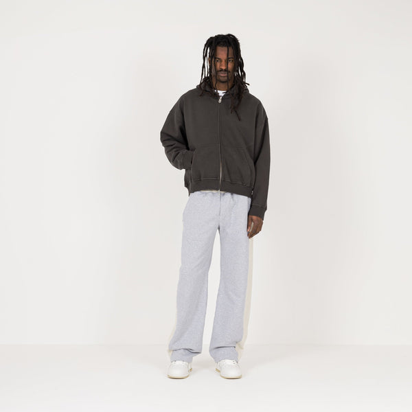 Cropped Zip Hoodie - Dark Mocha - Destructive