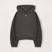 Cropped Zip Hoodie - Dark Mocha