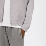 Cropped Zip Hoodie - Light Marl Grey - Destructive