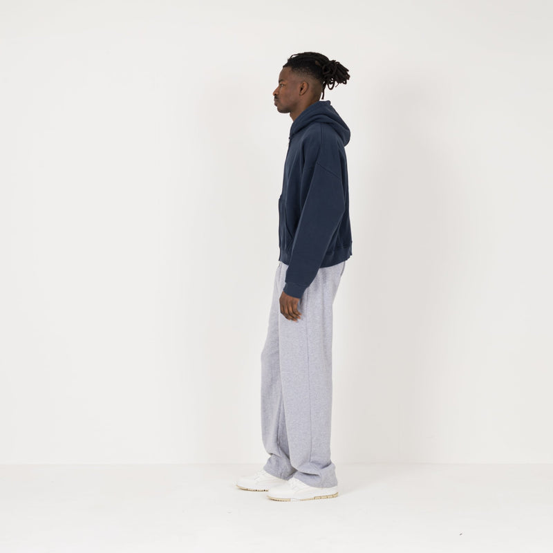 Cropped Zip Hoodie - Navy - Destructive