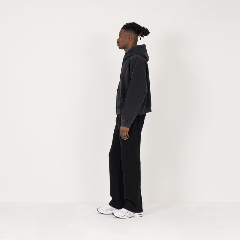 Cropped Zip Hoodie - Vintage Black - Destructive