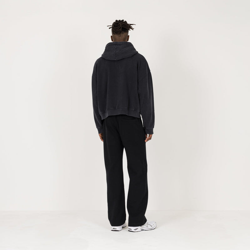 Cropped Zip Hoodie - Vintage Black - Destructive