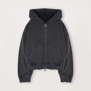 Cropped Zip Hoodie - Vintage Black