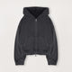 Cropped Zip Hoodie - Vintage Black - Destructive
