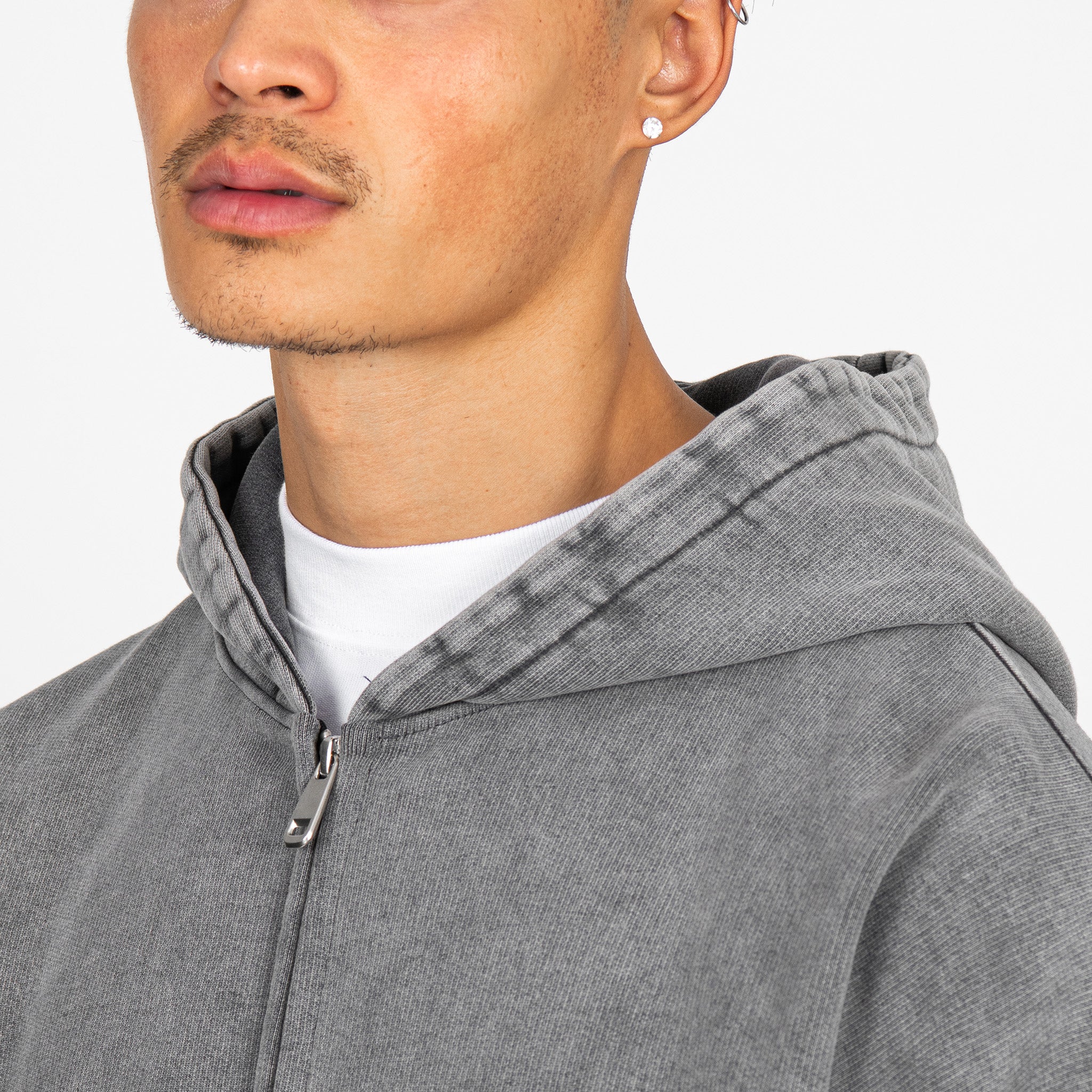 Home / Cropped Zip Hoodie - Vintage Grey