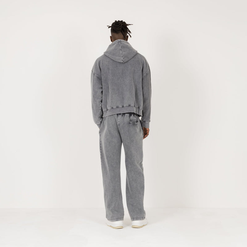 Cropped Zip Hoodie - Vintage Grey - Destructive