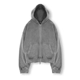 Cropped Zip Hoodie - Vintage Grey - Destructive