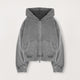 Cropped Zip Hoodie - Vintage Grey - Destructive