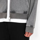 Cropped Zip Hoodie - Vintage Grey - Destructive